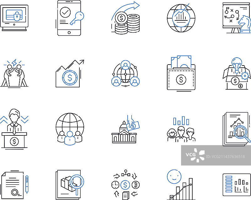 内容营销线性图标策略集合图片素材