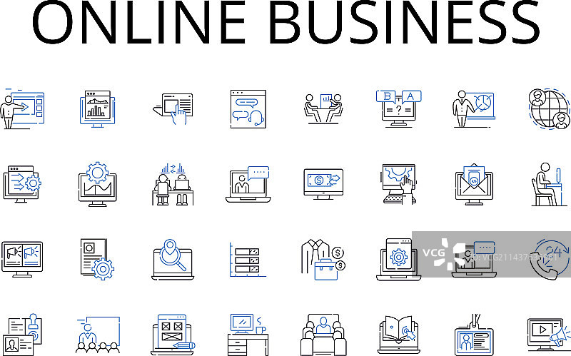 线上商务线性图标合集图片素材