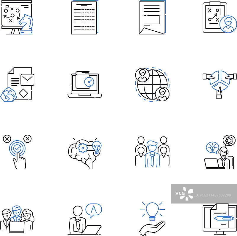 媒体策划线性图标合集图片素材
