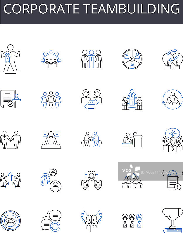 企业团队建设线性图标合集图片素材