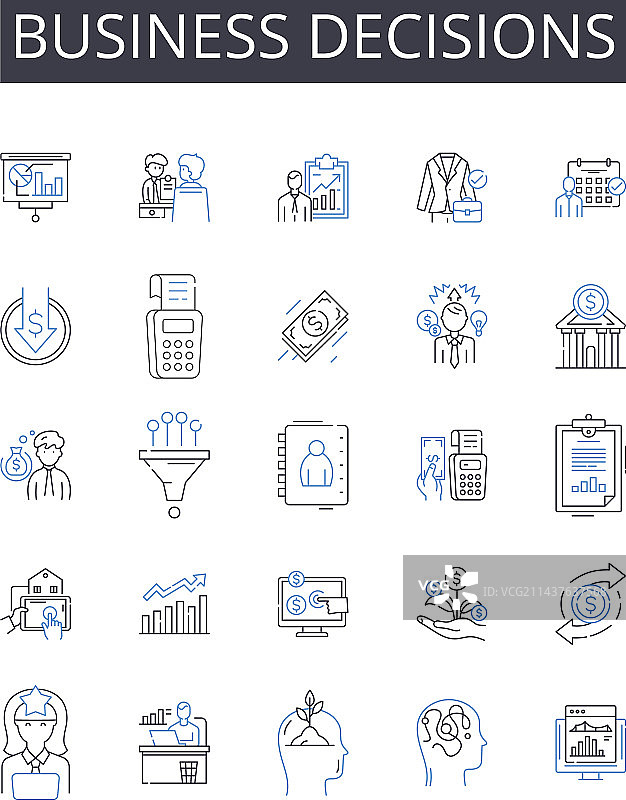 商业决策线性图标合集职业图片素材