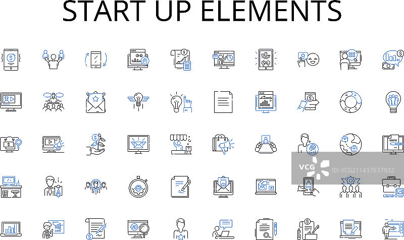 地铁启动元素线性图标集合图片素材