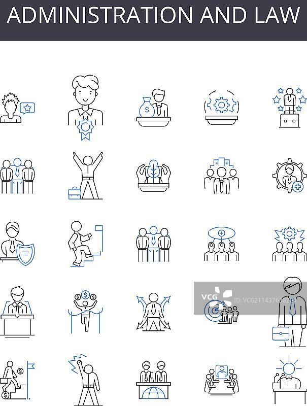 行政和法律线性图标集图片素材