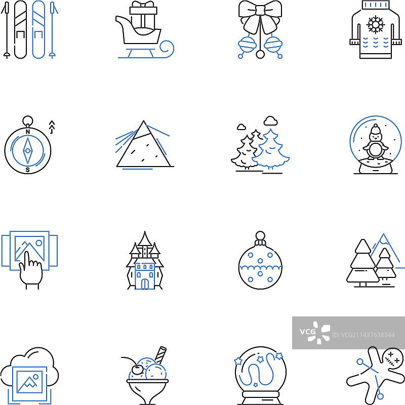 圣诞节节日线性图标合集图片素材