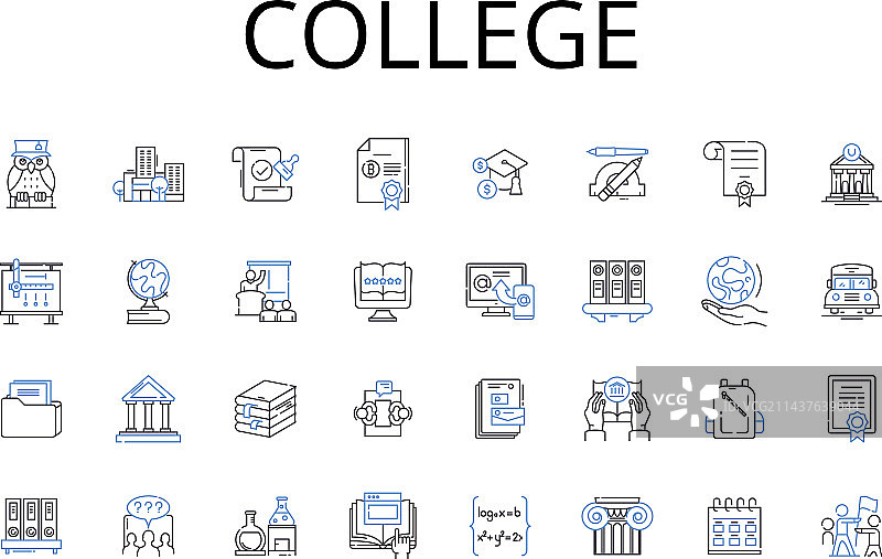 大学线条图标合集图片素材