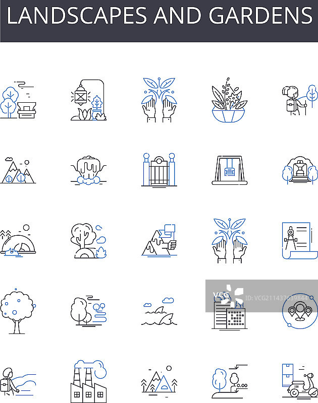 风景园林线性图标合集图片素材