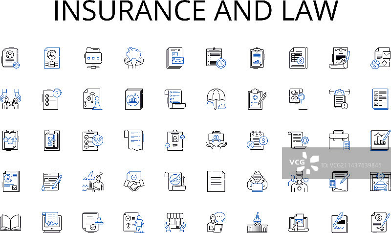 保险与法律线性图标合集图片素材