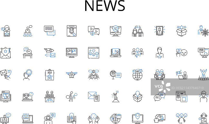 新闻线性图标合集图片素材