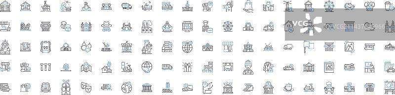 广告业务线性图标合集图片素材