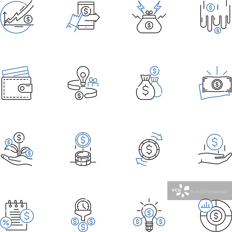 节俭经济储蓄线性图标图片素材