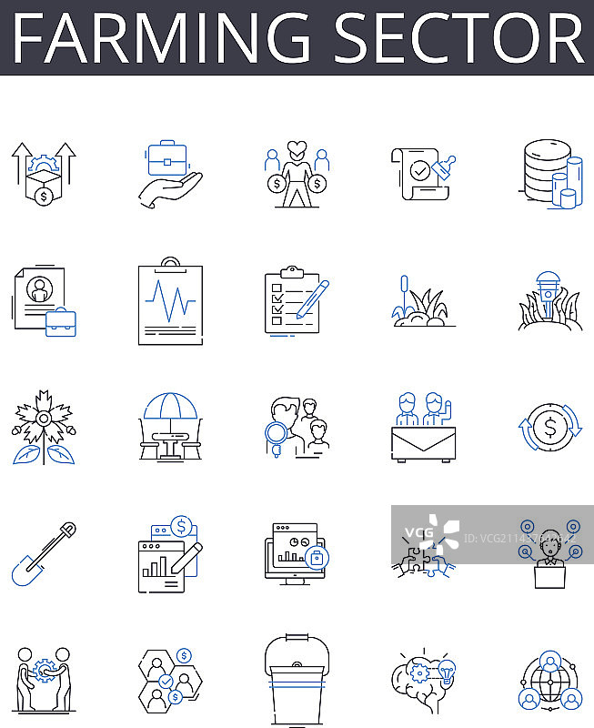 农业领域线性图标合集图片素材