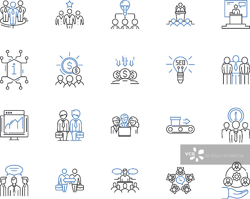 合作主题线性图标系列：协同图片素材