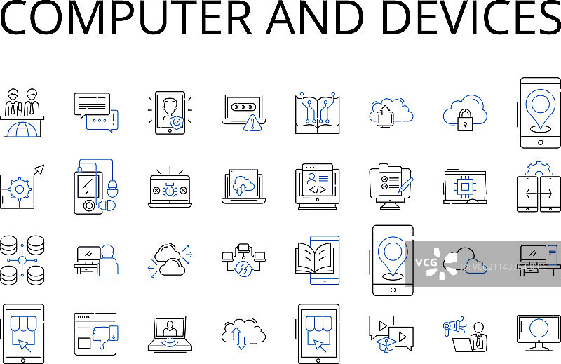 电脑和设备线性图标合集图片素材