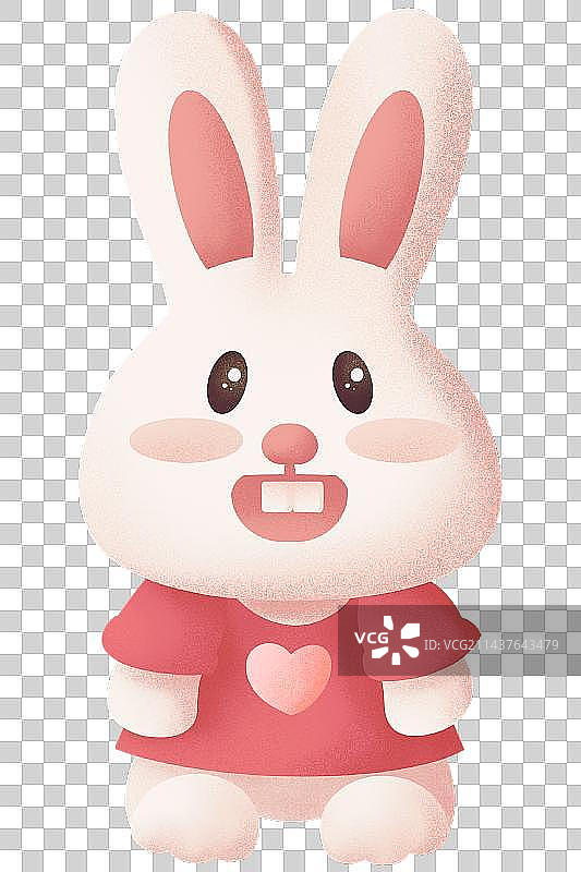 穿红色短袖T恤的小兔子免扣元素图片素材