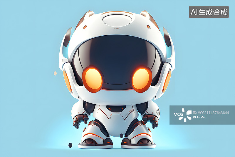 【AI数字艺术】3D渲染的可爱智能机器人图片素材