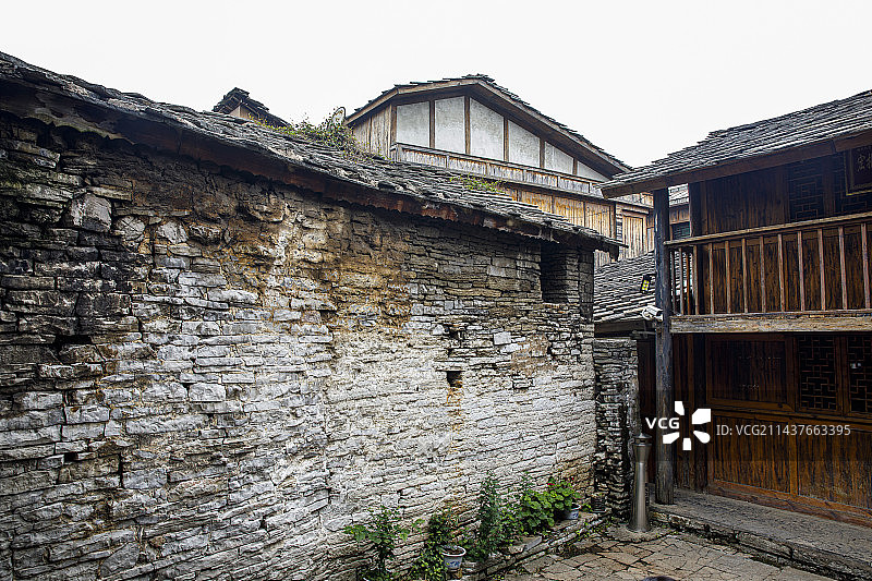 明代军事屯堡遗存，中国贵州安顺天龙屯堡、天龙屯堡古镇，屯堡建筑遗存图片素材
