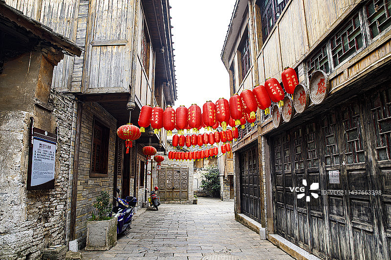 明代军事屯堡遗存，中国贵州安顺天龙屯堡、天龙屯堡古镇，屯堡建筑遗存图片素材