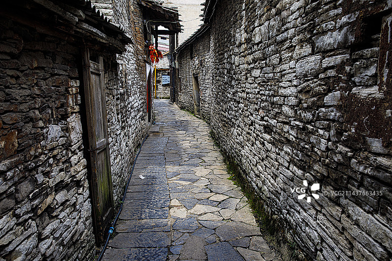 明代军事屯堡遗存，中国贵州安顺天龙屯堡、天龙屯堡古镇，屯堡建筑遗存图片素材