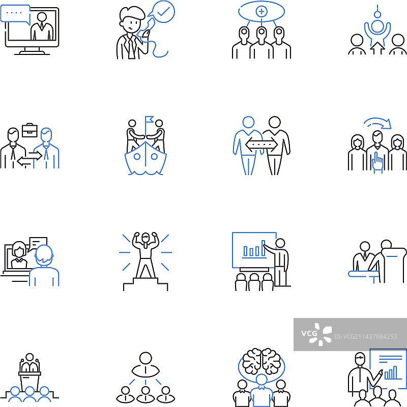 援助线性图标集合图片素材