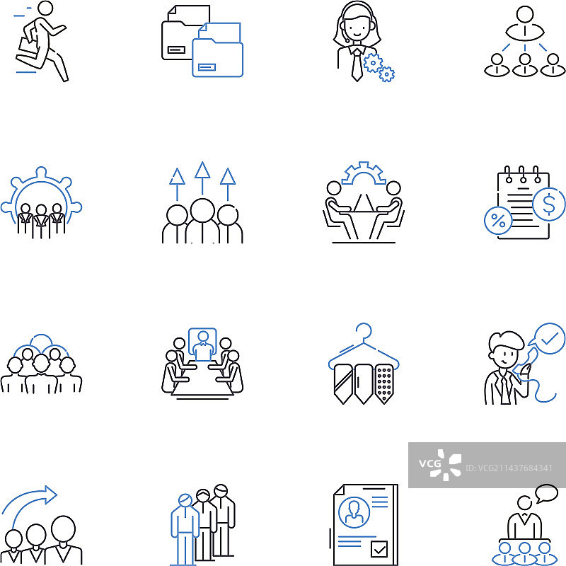 办公室同事线条图标合集图片素材