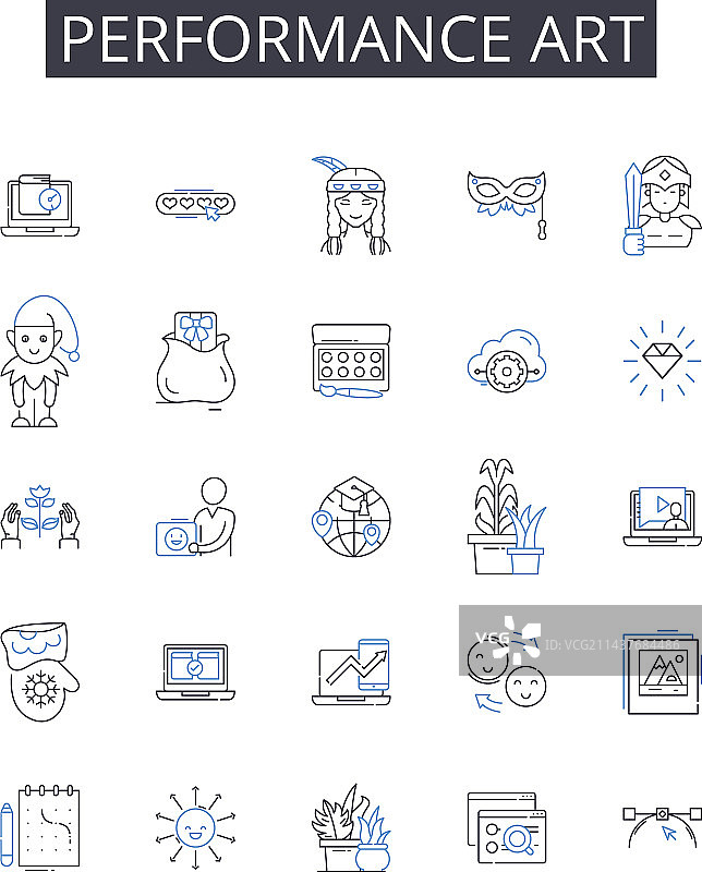 行为艺术线性图标合集视觉艺术图片素材