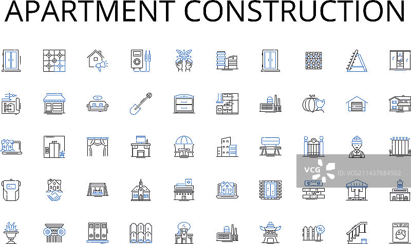 公寓建筑线性图标合集图片素材