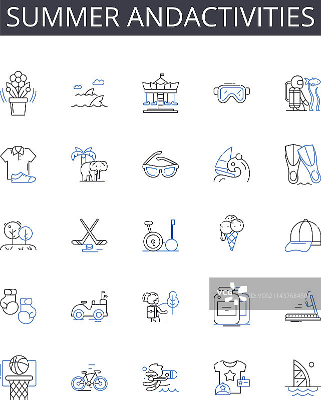 夏季活动线性图标合集图片素材