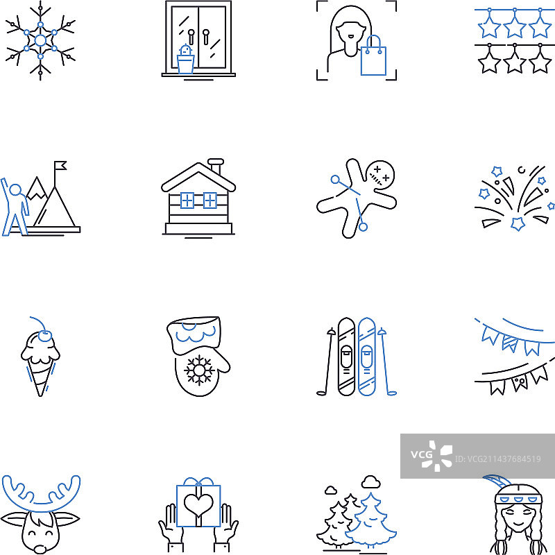 零度以下线条图标冰冷合集图片素材