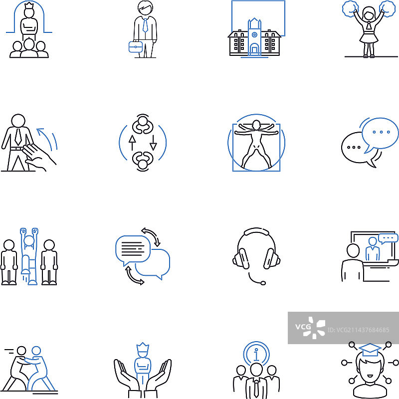 家庭作业线性图标集图片素材