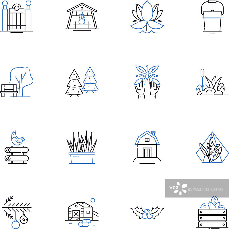 喷水灭火装置灌溉线性图标合集图片素材