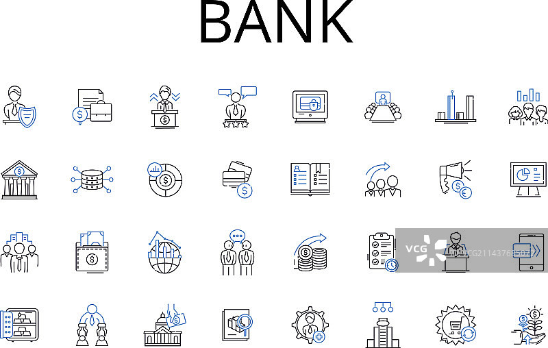 金融机构线性图标合集图片素材