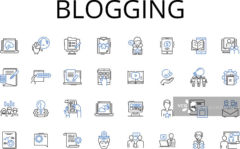 博文线性图标合集视频博客图片素材