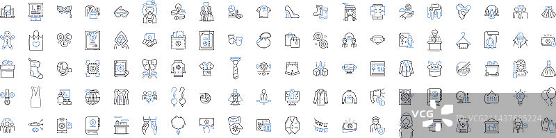 美容院美甲美发线性图标合集图片素材