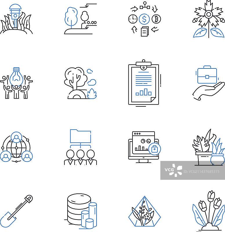 医疗保健行业线性图标合集图片素材