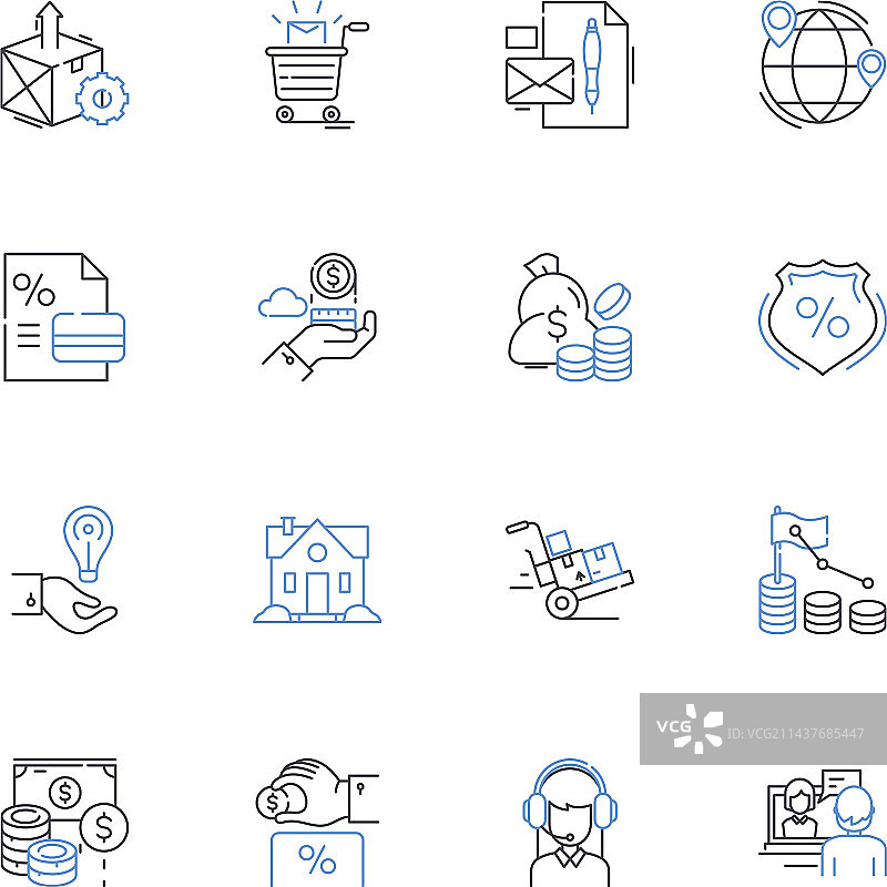 收入流线性图标集合利润图片素材