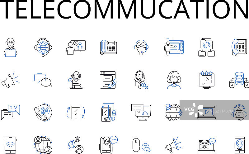 电信线路图标信息合集图片素材