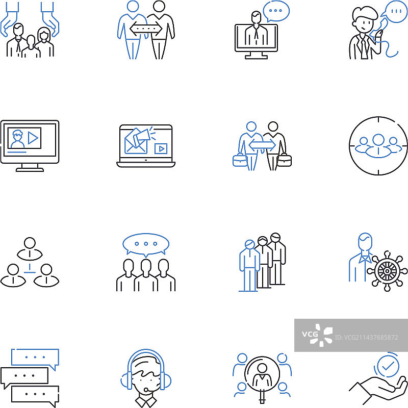 吸引市民参与线性图标合集图片素材