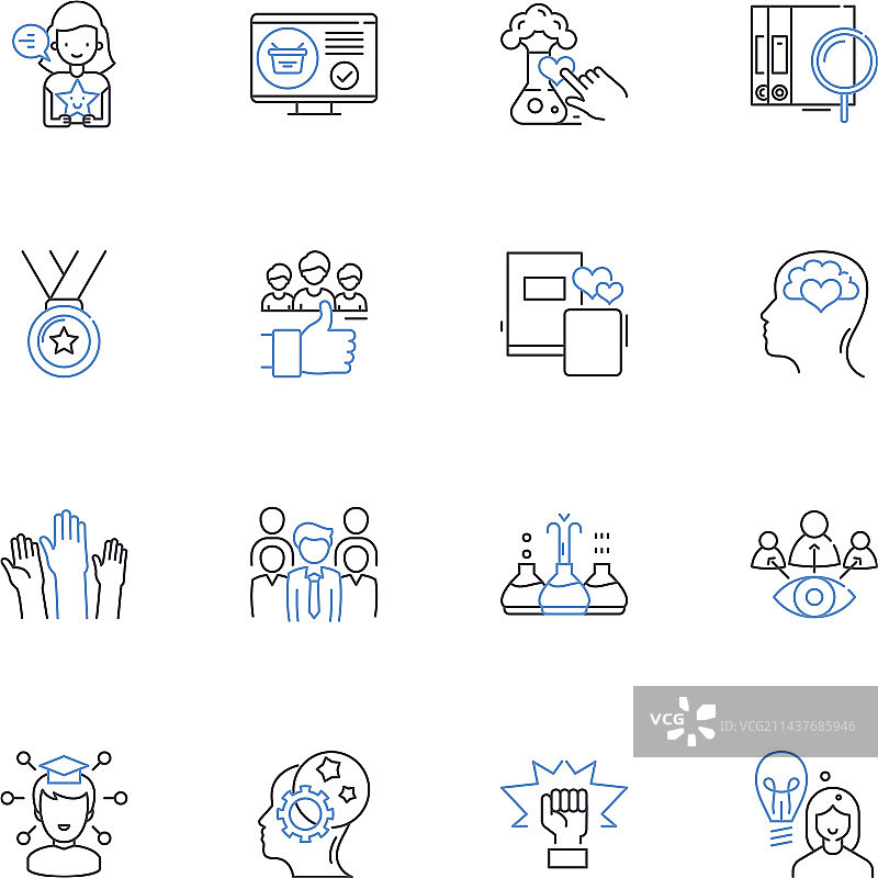 合作协同思维线条图标合集图片素材