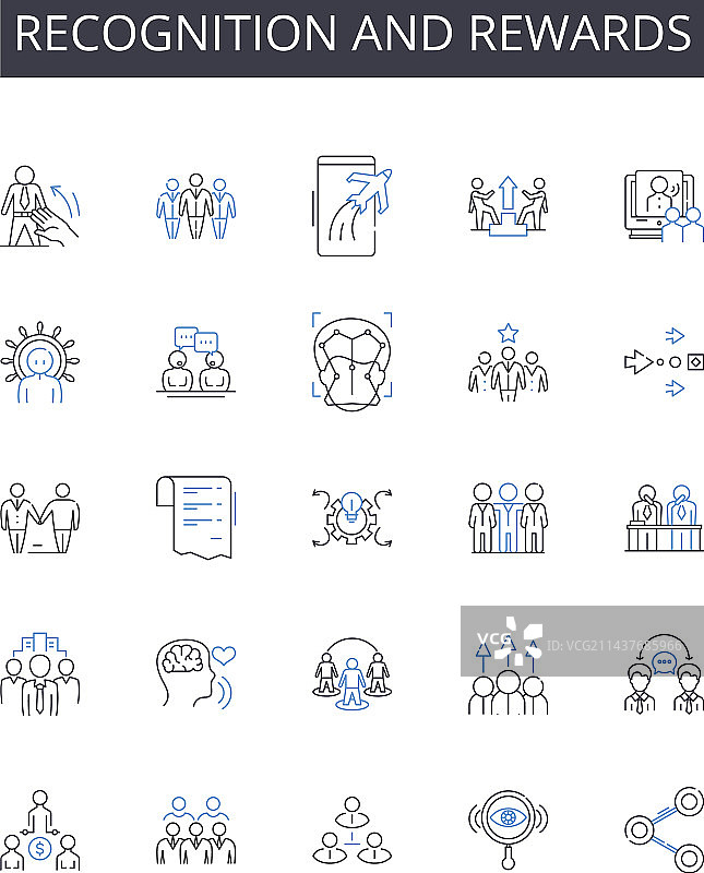 识别和奖励线性图标合集图片素材
