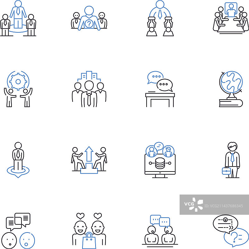 在线聊天线性图标消息集合图片素材