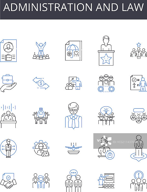 行政和法律线性图标集图片素材