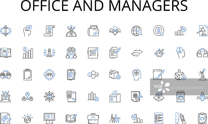 办公室和经理线条图标合集图片素材