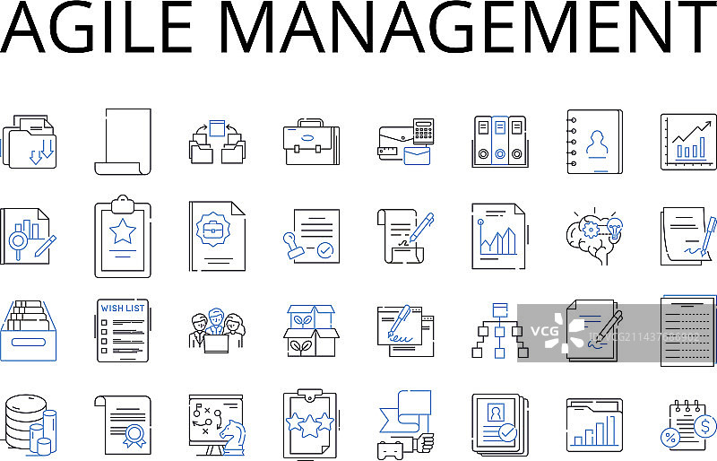 敏捷管理线性图标集合图片素材