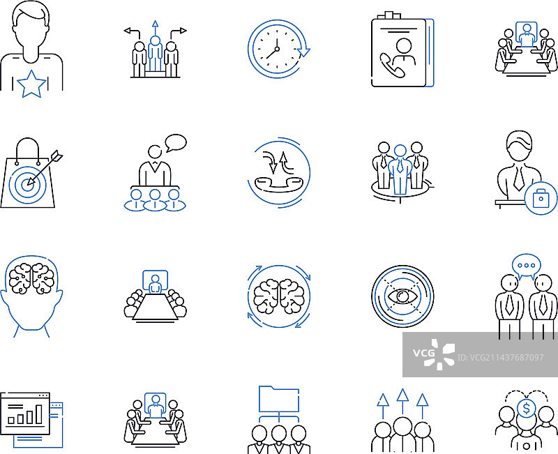 齐心协力线性图标合集图片素材