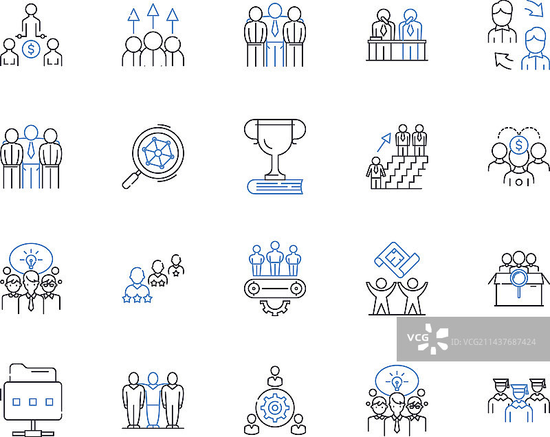 移民改革线性图标合集图片素材