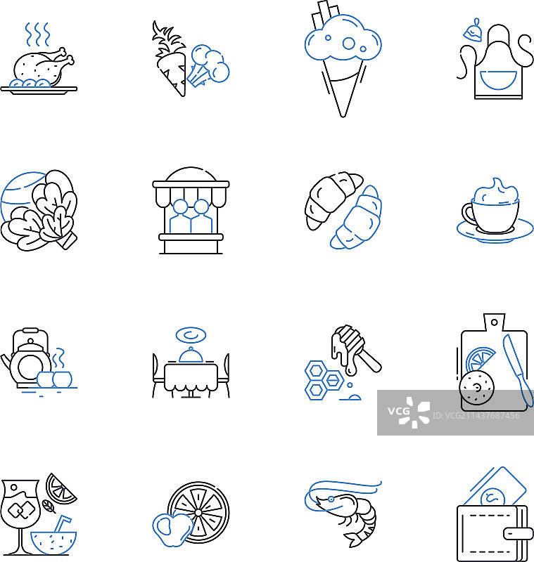 舒适明亮的早餐角线性图标图片素材