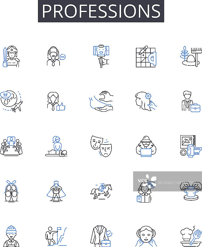 职业生涯线性图标合集图片素材