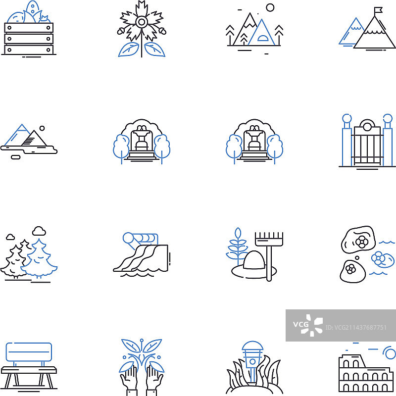 野生动植物与自然线条图标合集图片素材