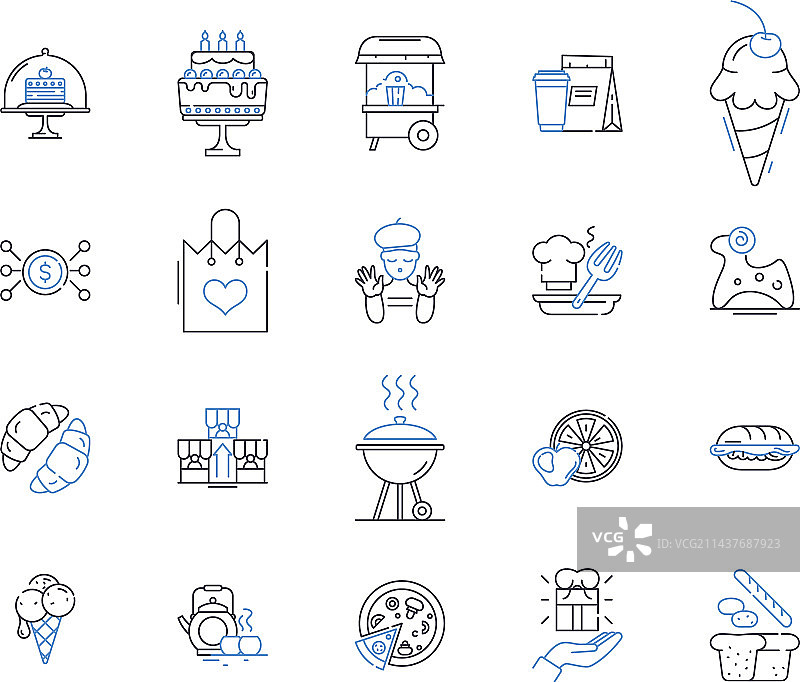 面包店业务线性图标合集图片素材