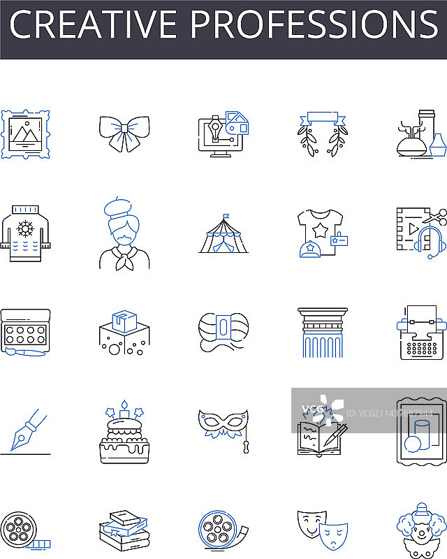创意行业线性图标合集图片素材